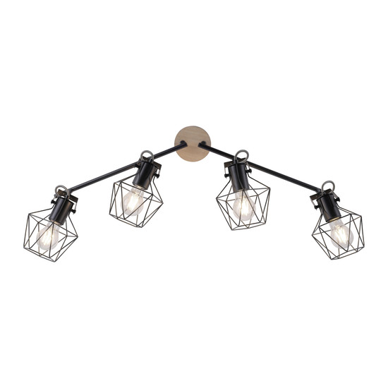 JUST LIGHT JARO Deckenleuchte E27 max. 60W 4-fach Holz-natur 15674-78