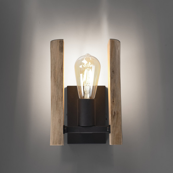 JUST LIGHT LOG Wandleuchte E27 max. 10W Holz-natur 15701-79