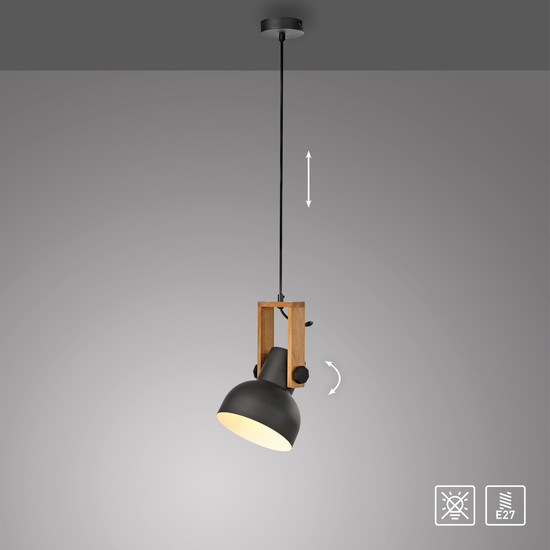 JUST LIGHT CUP 2.0 Pendelleuchte E27 max. 60W schwarz 15741-18