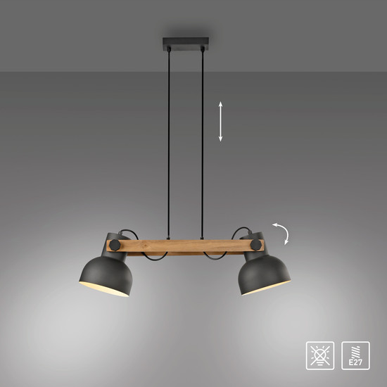 JUST LIGHT CUP 2.0 Pendelleuchte E27 max. 60W 2-fach schwarz 15742-18