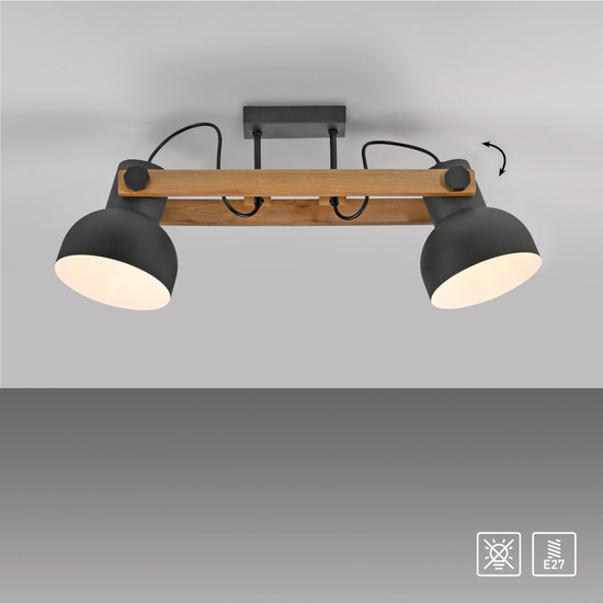 JUST LIGHT CUP 2.0 Deckenleuchte E27 max. 60W 2-fach schwarz 15744-18