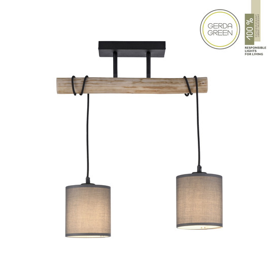 JUST LIGHT GERDA TRIBU Deckenleuchte E27 max. 10W 2-fach taupe 15782-29