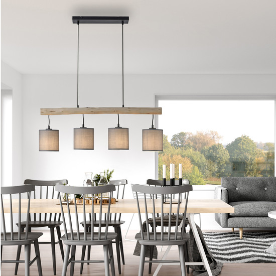 JUST LIGHT GERDA TRIBU Pendelleuchte E27 max. 10W 4-fach taupe 15783-29