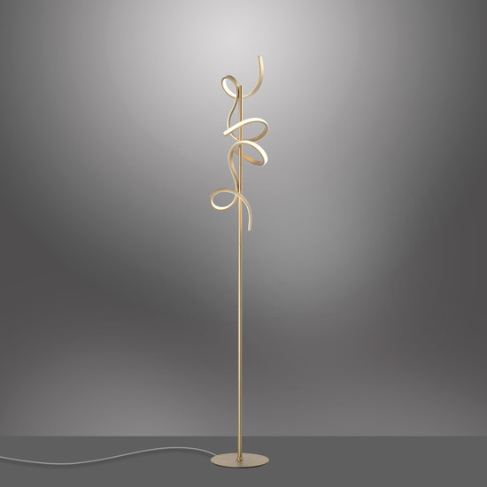 JUST LIGHT CURLS LED Stehleuchte Warmweiss Dimmbar 22W 2-fach messingmatt 19031-60