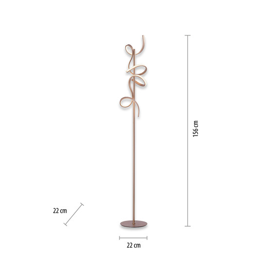 JUST LIGHT CURLS LED Stehleuchte Warmweiss Dimmbar 22W 2-fach messingmatt 19031-60