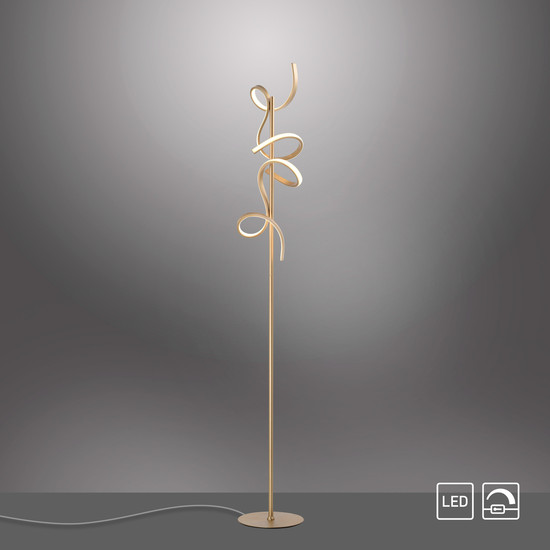 JUST LIGHT CURLS LED Stehleuchte Warmweiss Dimmbar 22W 2-fach messingmatt 19031-60