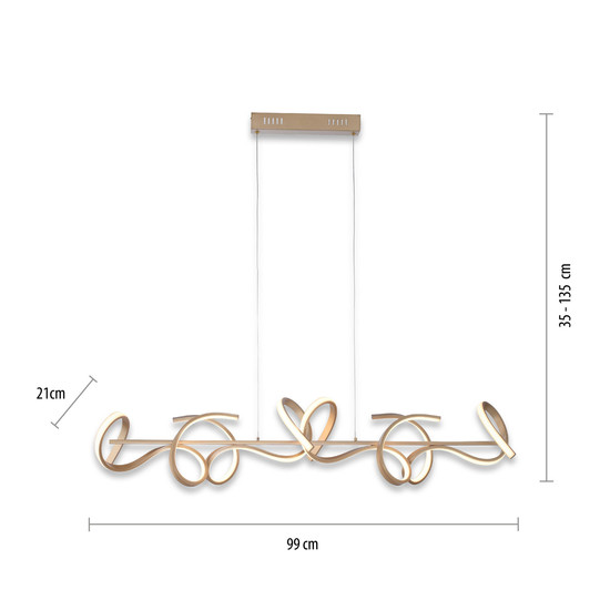 JUST LIGHT CURLS LED Pendelleuchte Warmweiss Dimmbar 40,8W 4-fach messingmatt 19033-60