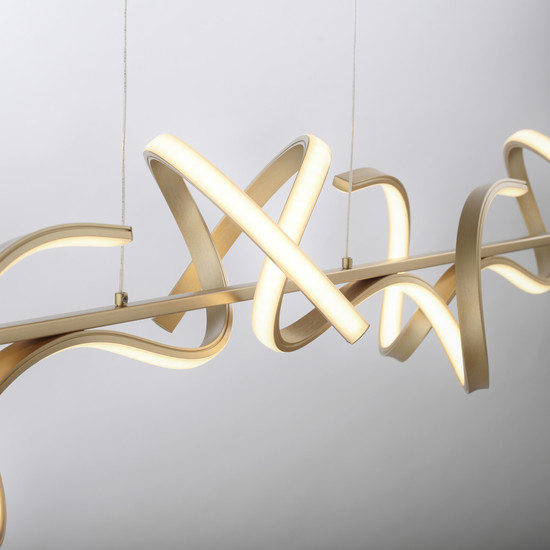 JUST LIGHT CURLS LED Pendelleuchte Warmweiss Dimmbar 40,8W 4-fach messingmatt 19033-60