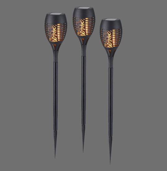JUST LIGHT FACKEL-SOL LED Erdspießleuchte Warmweiss 0,24W 12-fach schwarz IP44 19106-18-3