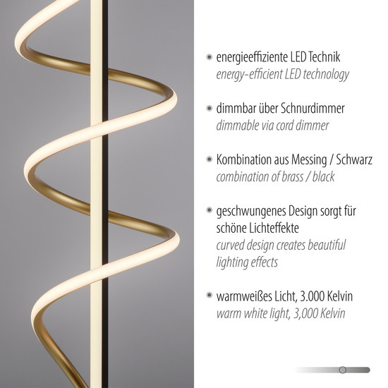JUST LIGHT EMANDA LED Stehleuchte Warmweiss Dimmbar 26W schwarz/messing 19110-68