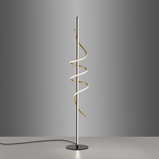 JUST LIGHT EMANDA LED Stehleuchte Warmweiss Dimmbar 26W schwarz/messing 19110-68