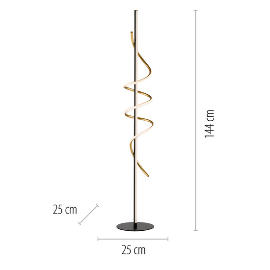 JUST LIGHT EMANDA LED Stehleuchte Warmweiss Dimmbar 26W schwarz/messing 19110-68