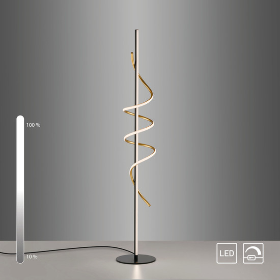 JUST LIGHT EMANDA LED Stehleuchte Warmweiss Dimmbar 26W schwarz/messing 19110-68