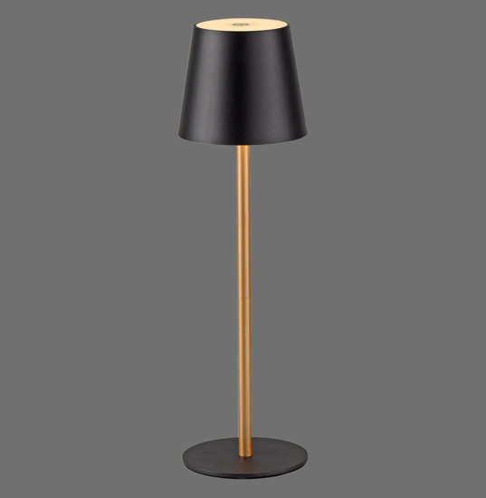 JUST LIGHT EURIA LED AKKU-Tischleuchte Warmweiss Dimmbar 2,5W schwarz/messing IP54 19250-68