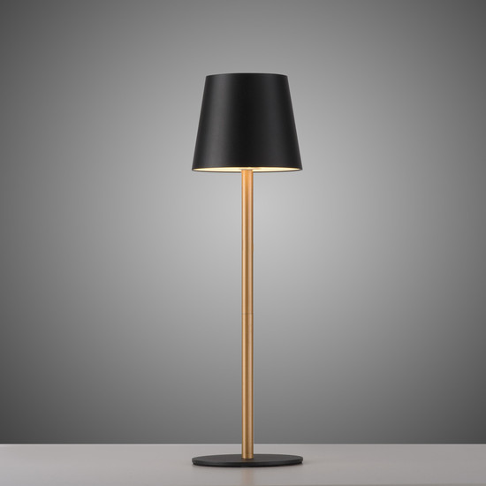 JUST LIGHT EURIA LED AKKU-Tischleuchte Warmweiss Dimmbar 2,5W schwarz/messing IP54 19250-68