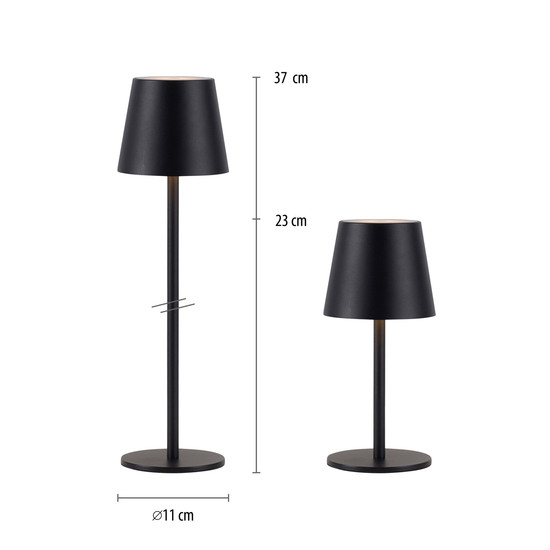 JUST LIGHT BOTERIA LED AKKU-Tischleuchte Warmweiss Dimmbar 2,5W schwarz IP54 19251-18