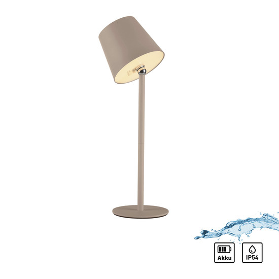 JUST LIGHT BOTERIA LED AKKU-Tischleuchte Warmweiss Dimmbar 2,5W sand IP54 19251-39