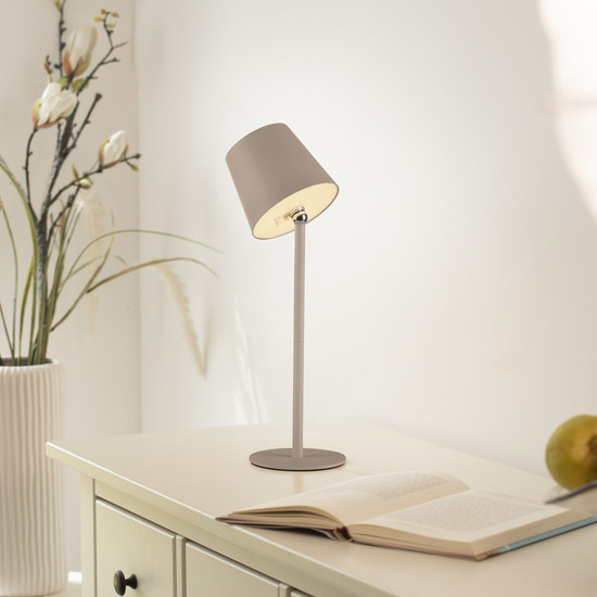 JUST LIGHT BOTERIA LED AKKU-Tischleuchte Warmweiss Dimmbar 2,5W sand IP54 19251-39