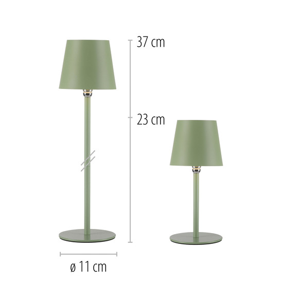 JUST LIGHT BOTERIA LED AKKU-Tischleuchte Warmweiss Dimmbar 2,5W grün IP54 19251-43
