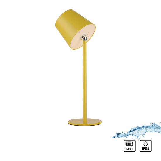 JUST LIGHT BOTERIA LED AKKU-Tischleuchte Warmweiss Dimmbar 2,5W gelb IP54 19251-81