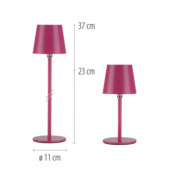 JUST LIGHT BOTERIA LED AKKU-Tischleuchte Warmweiss Dimmbar 2,5W pink IP54 19251-87