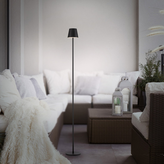 JUST LIGHT EURIA LED AKKU-Stehleuchte Warmweiss Dimmbar 2,5W schwarz IP54 19252-18