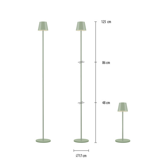 JUST LIGHT EURIA LED AKKU-Stehleuchte Warmweiss Dimmbar 2,5W grün IP54 19252-43