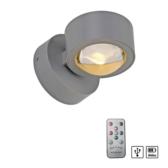 JUST LIGHT AKKU-CHIA LED AKKU-Wandleuchte Warmweiss Dimmbar 2W 2-fach silber 19330-21