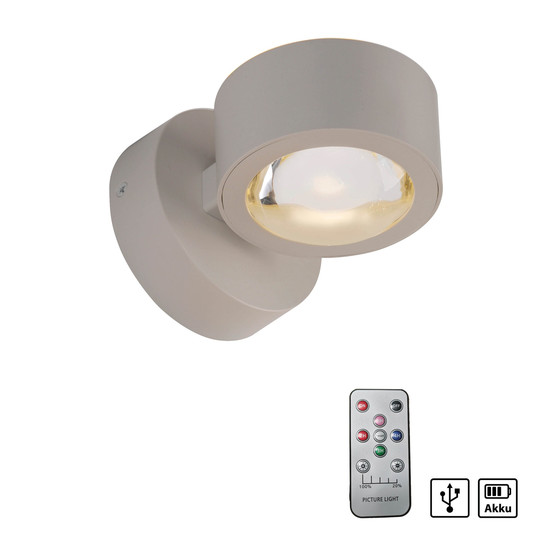 JUST LIGHT AKKU-CHIA LED AKKU-Wandleuchte Warmweiss Dimmbar 2W 2-fach Sandbrise 19330-39