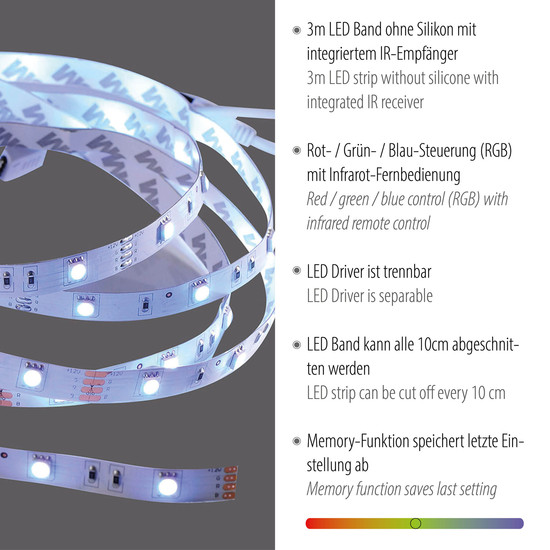 JUST LIGHT TEANIA LED Lichtstreifen RGB Dimmbar 16,2W weiss 81209-70
