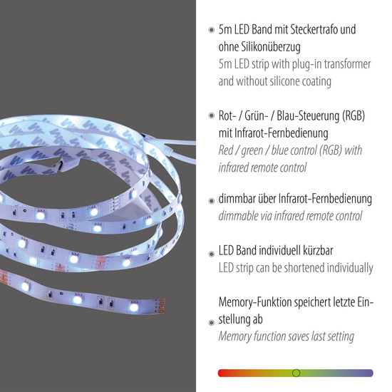 JUST LIGHT TEANIA LED Lichtstreifen RGB Dimmbar 19W multicolor 81215-70