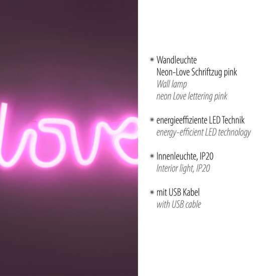 JUST LIGHT NEON-LOVE LED Neon-LED-Bild pink 6,5W pink 85021-87