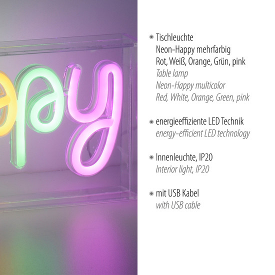 JUST LIGHT NEON-HAPPY LED Neon-LED-Bild bunt 6,5W multicolor 85027-70
