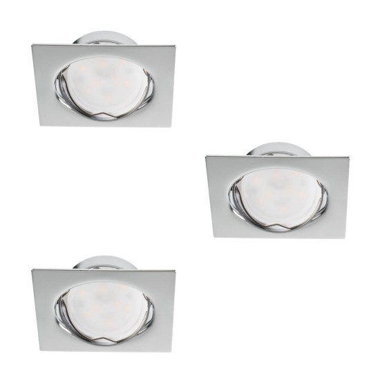 Kanlux Einbauleuchten-Set inklusive Lampe TRIBIS II 3er-Pack LED GU10 Chrom 3x 23844