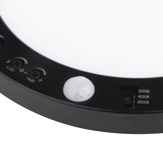 Kanlux LED Downlight Erga 17W CCT warm-/neutral-/tageslichtweiss 3000K/4000K/6500K Bewegungsmelder Schwarz Ø23cm 24605