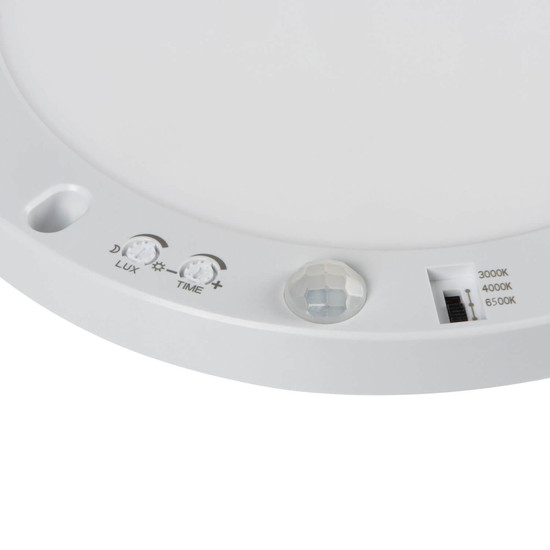 Kanlux LED Downlight Erga 18W einstellbar CCT warm-/neutral-/tageslichtweiss 3000K/4000K/6500K Bewegungsmelder Weiß Ø23cm 24617