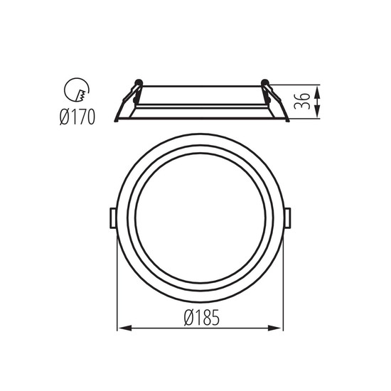 Kanlux LED Einbau-Downlight Tiberi 21W einstellbar CCT warm-/neutralweiss 3000K/3500K/4000K 90Ra IP44 Schwarz Aluminium Ø18,5cm 26380