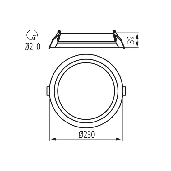 Kanlux LED Einbau-Downlight Tiberi 29,4W einstellbar CCT warm-/neutralweiss 3000K/3500K/4000K 90Ra IP44 Schwarz Aluminium Ø23cm 26382