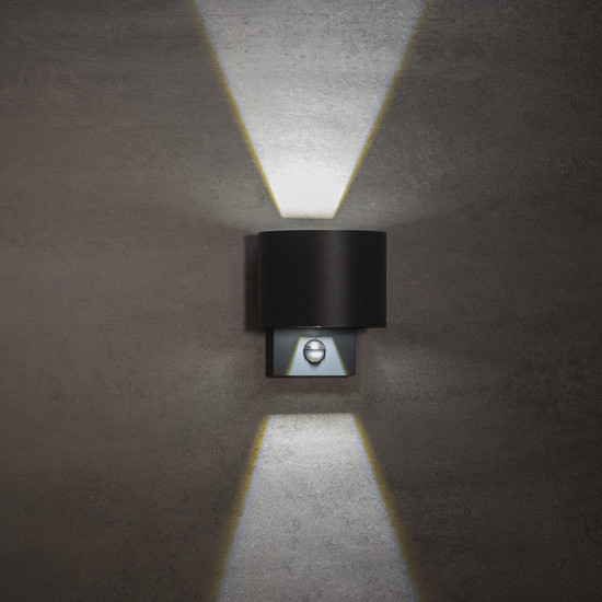 Kanlux LED Außenwandleuchte Reka 7W neutralweiss 4000K Bewegungsmelder IP54 Graphit Aluminium 14x12cm 28995