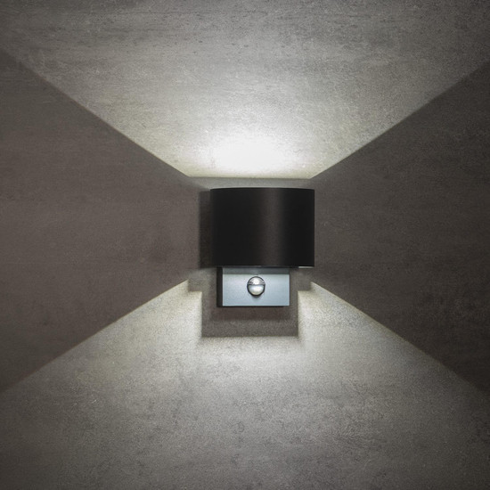 Kanlux LED Außenwandleuchte Reka 7W neutralweiss 4000K Bewegungsmelder IP54 Graphit Aluminium 14x12cm 28995