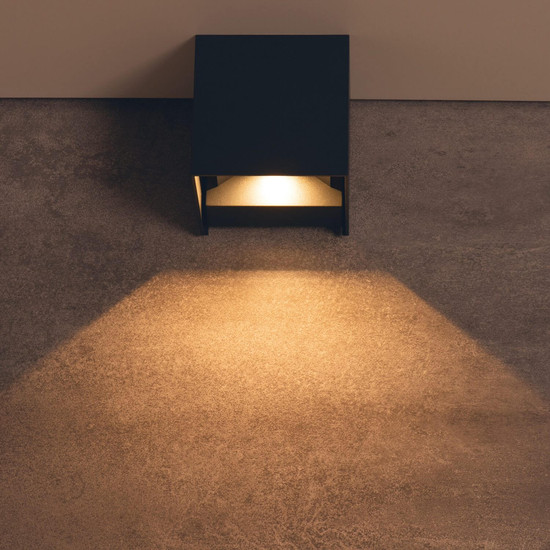 Kanlux LED Außenwandleuchte Reka 7W CCT warm-/neutral-/tageslichtweiss 3000K/4000K/6500K IP54 Graphit Aluminium 10x10cm 29005