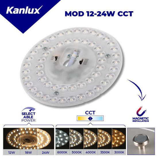 Kanlux LED Umrüstmodul 24W einstellbar CCT warm-/neutral-/tageslichtweiss 3000K/3500K/4000K/5000K/6500K 29304
