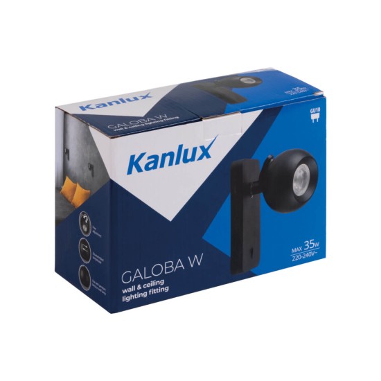 Kanlux Wandleuchte GALOBA W GU10 Schwarz 33673