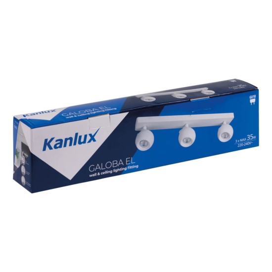 Kanlux Wand-Deckenleuchte GALOBA GU10 Weiß 3x 33676