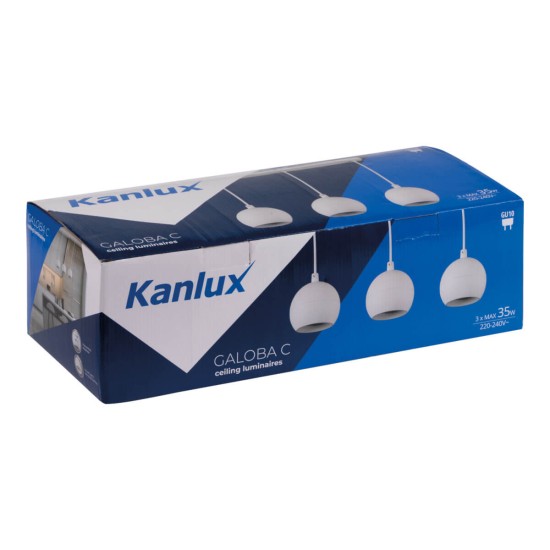 Kanlux Pendelleuchte, Hängelampe GALOBA C GU10 Weiß 3x 33684