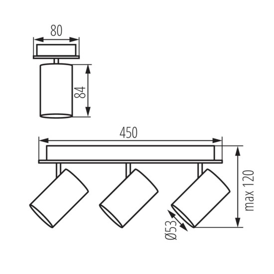 Kanlux Wand-Deckenleuchte EVALO GU10 Weiß 3x 35694