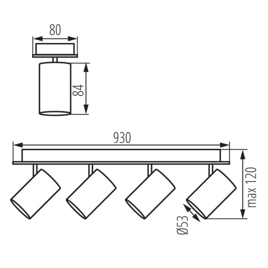 Kanlux Wand-Deckenleuchte EVALO GU10 Weiß 4x 35698