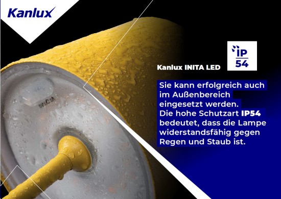 Kanlux 36323 INITA LED Akku Tischleuchte dimmbar Gelb IP54