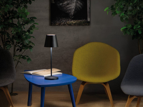 Kanlux LED Tischleuchte Inita 1,2W warmweiss 3000K Akku IP54 Schwarz Metall Ø11cm 36327