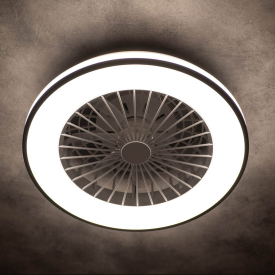 Kanlux LED Deckenleuchte mit Ventilator Plave 48W CCT warm-/neutral-/tageslichtweiss 3000K/4000K/6500K Fernbedienung Schwarz Weiß Ø48,5cm 38033